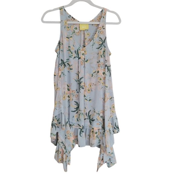 Anthropologie Maeve Magda Floral High Low Handkerchief Hem Sleevless Tunic Top S - Picture 3 of 6